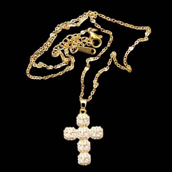 18k GOLD PLATED CROSS Icedout Pendant